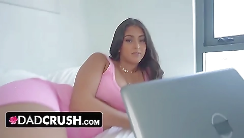 Passionate Latina Chick With Big Boobs Bounces Her Perfect Booty On Her Stepdaddys Cock